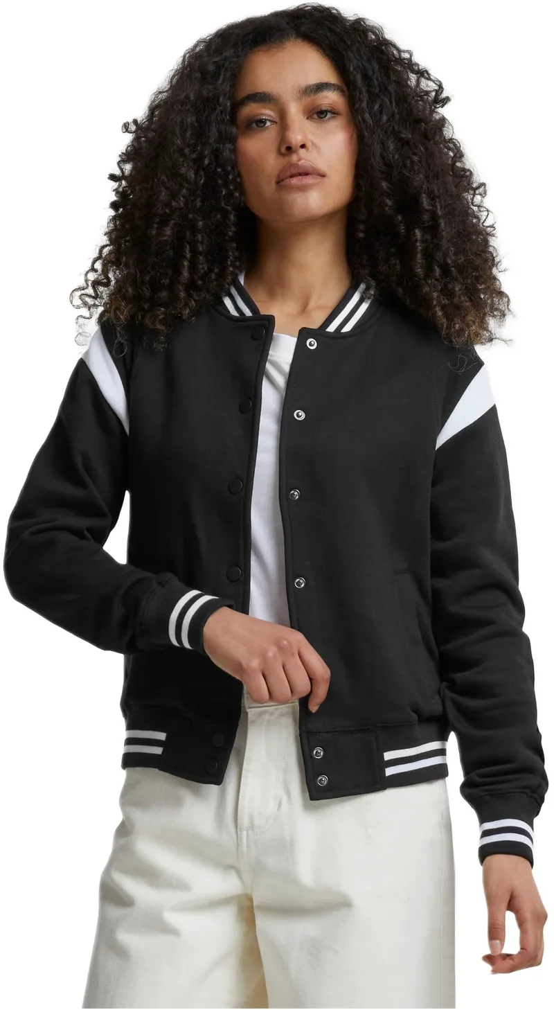 Ladies Inset College Sweat Jacket Urban Classics TB2618-00050 blk/wht