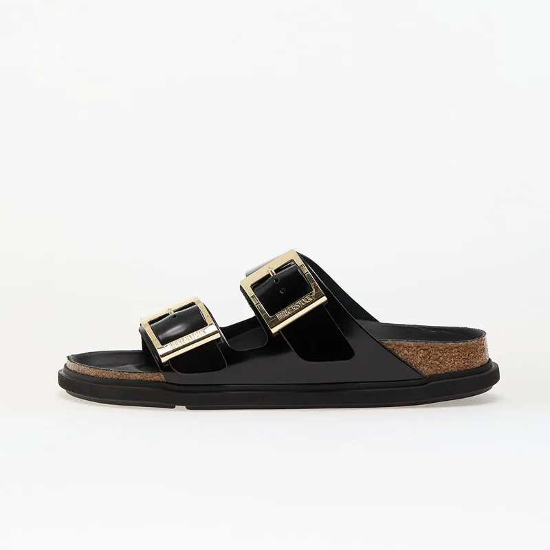 Sneakers Birkenstock Arizona Droplet Buckle Natural Leather Patent High-Shine Black EUR 36