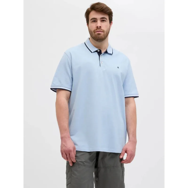 Βαμβακερό Polo πικέ "Paulos" Jack & Jones σε plus fit γραμμή - Chambray Blue
