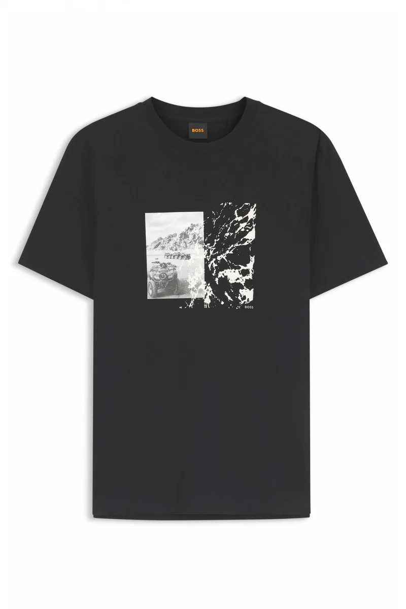 BOSS CASUAL T-SHIRT TE MOTORS ΜΑΥΡΟ