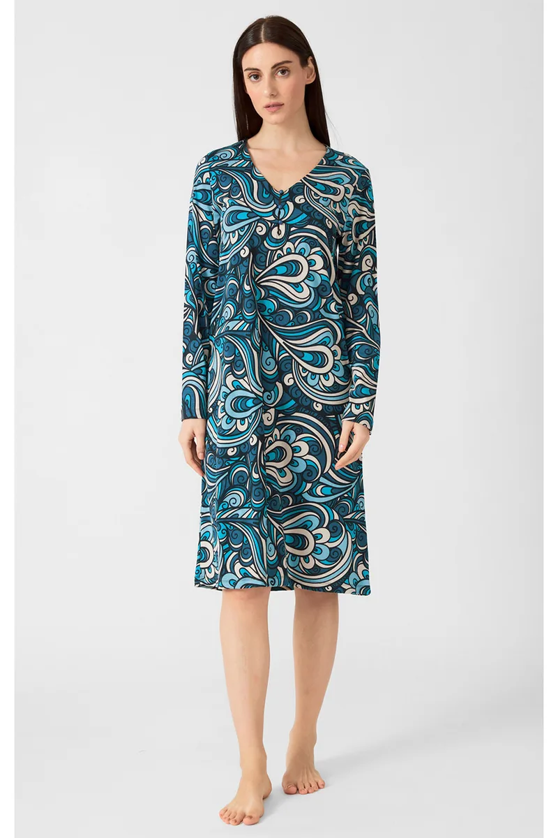 Minerva Γυναικείο χειμερινό νυχτικό Elegance TENCEL™ Modal με V λαιμόκοψη και πατιλέτα-53065-244