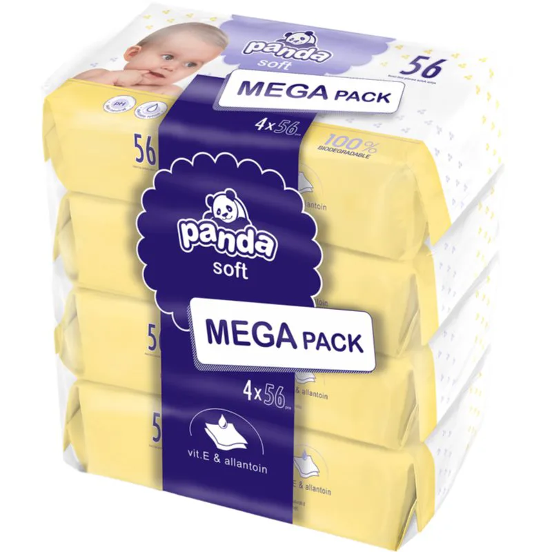 BELLA Baby Happy Panda υγρά μαντηλάκια καθαρισμού για παιδιά 4x56 τμχ