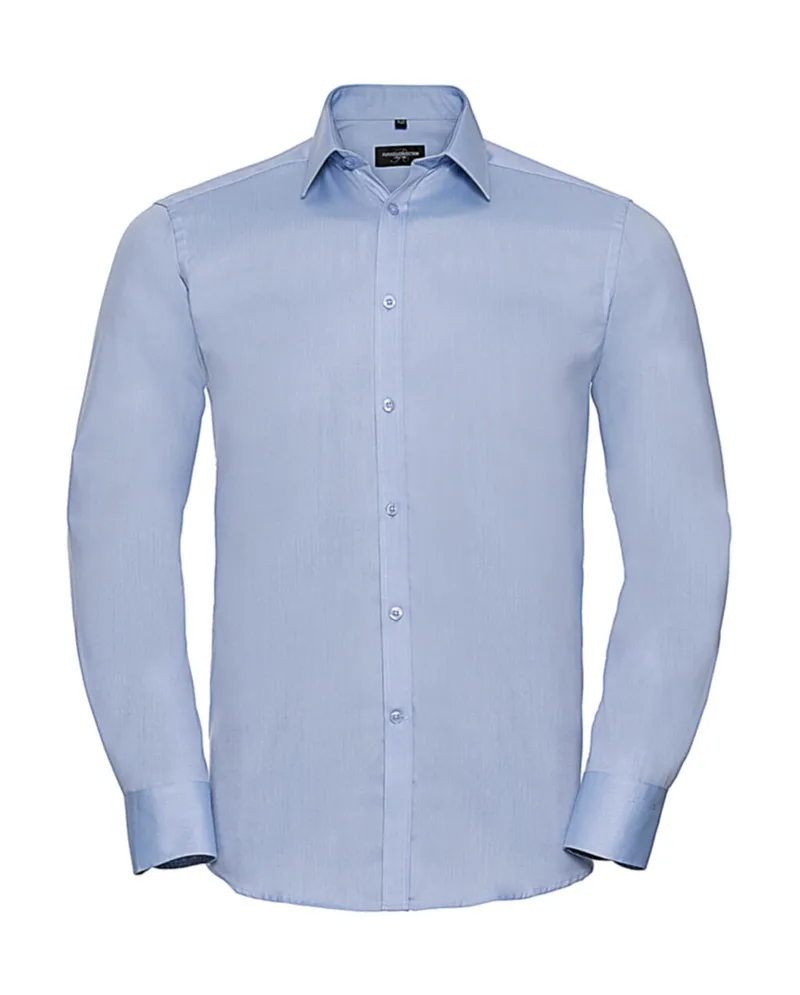 Ανδρικό Μακρυμάνικο Tailored Fit Herringbone Shirt Russell Collection 0R962M0 Light Blue