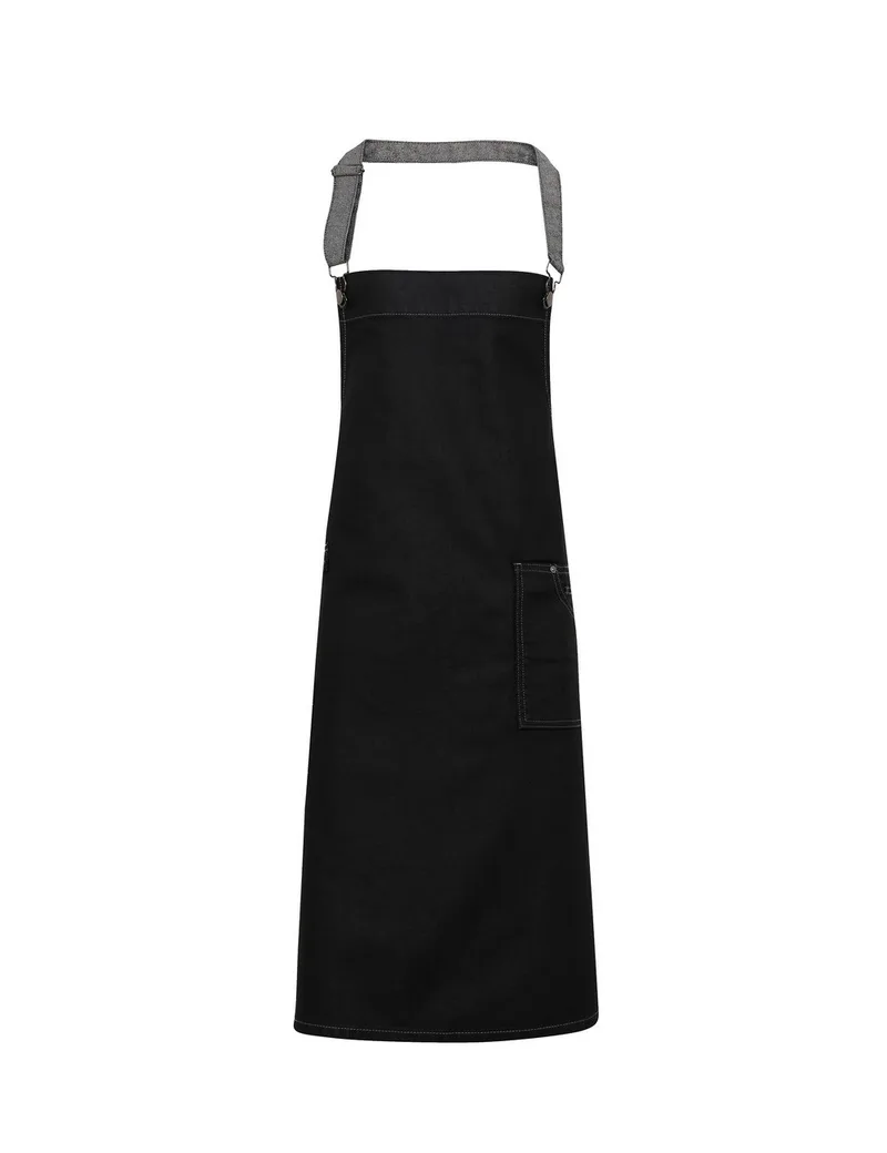 Κερωμένη Ποδιά Ολόσωμη Τζιν PREMIER PR134 District Black Denim