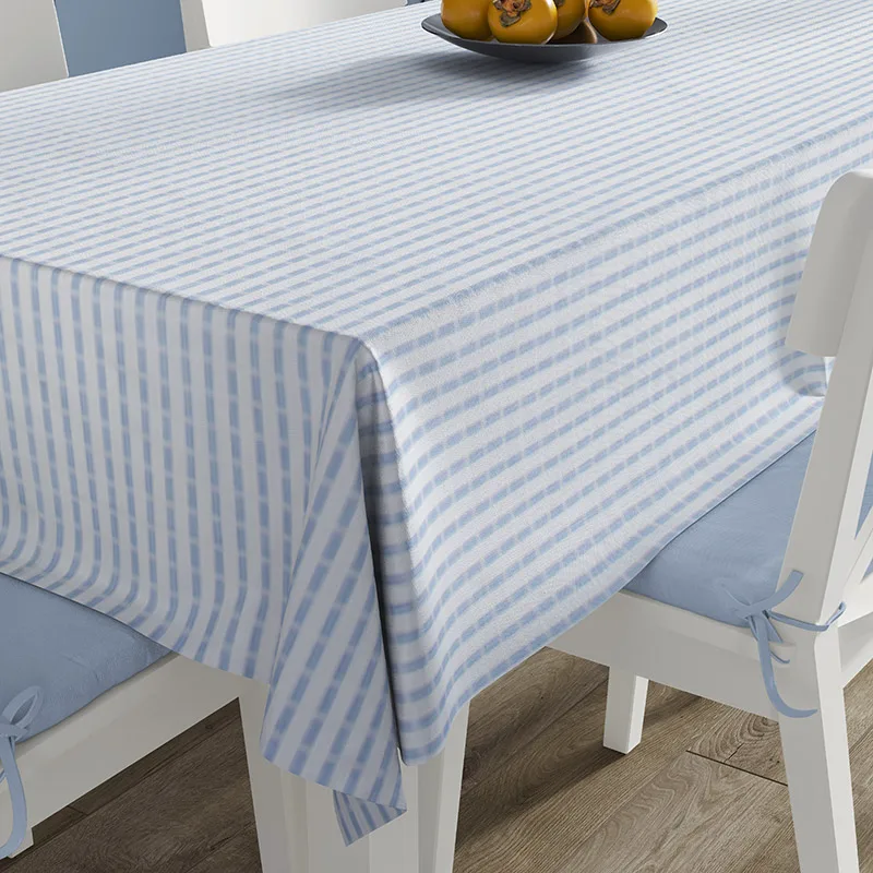Τραπεζομάντηλο 140X140 Dimcol Νηματοβαφή White-Sky Blue (140x140)