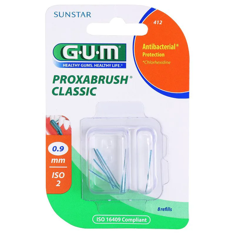 G.U.M Proxabrush Classic ανταλλακτικά μεσοδόντια βουρτσάκια σε κυψέλη 0,9 mm (Interdental Brush) 8 τμχ