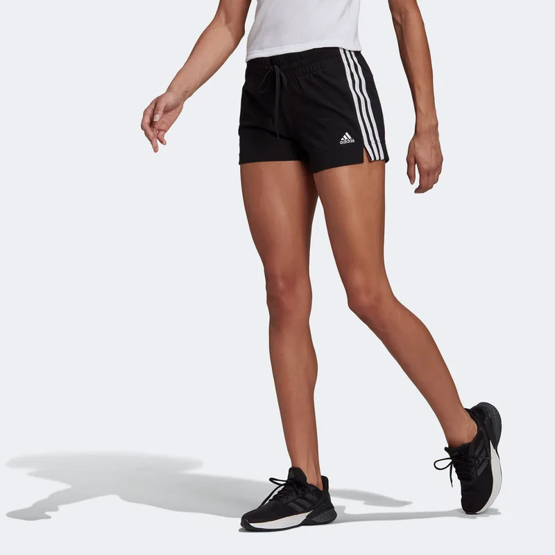 ESSENTIALS SLIM 3-STRIPES SHORTS ΜΑΥΡΟ