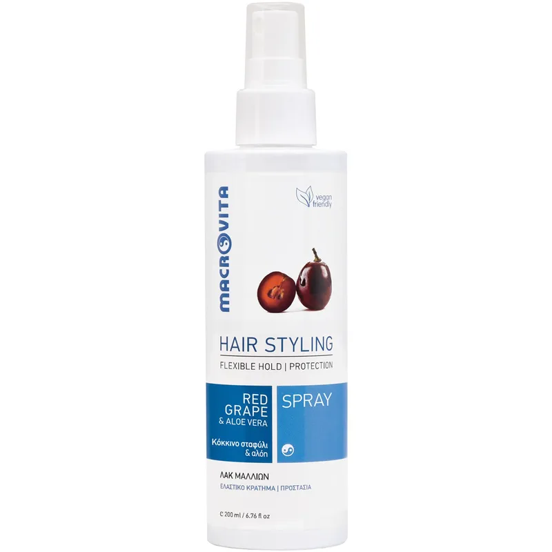 Macrovita Red Grape Flexible Hair Hold Spray Λακ Μαλλιών με Κόκκινο Σταφύλι & Αλόη 200ml