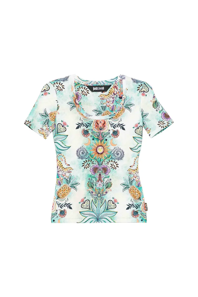 Just Cavalli γυναικείο T-shirt με all-over print - 80PAHE02CJ112 Πολύχρωμο