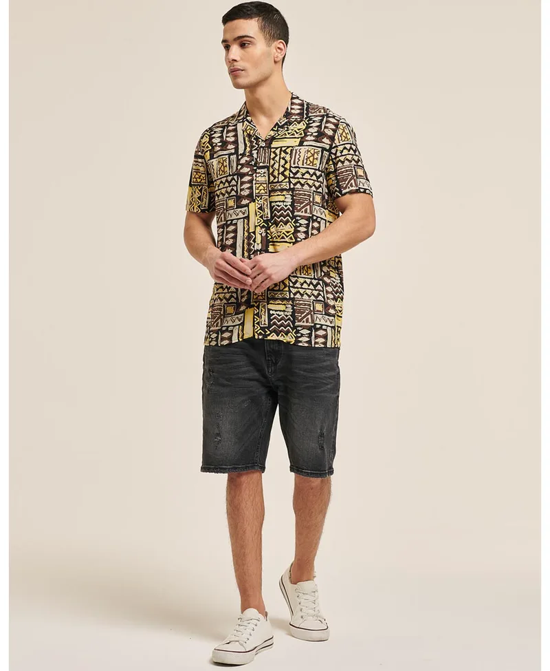 Aztec print κοντομάνικο πουκάμισο