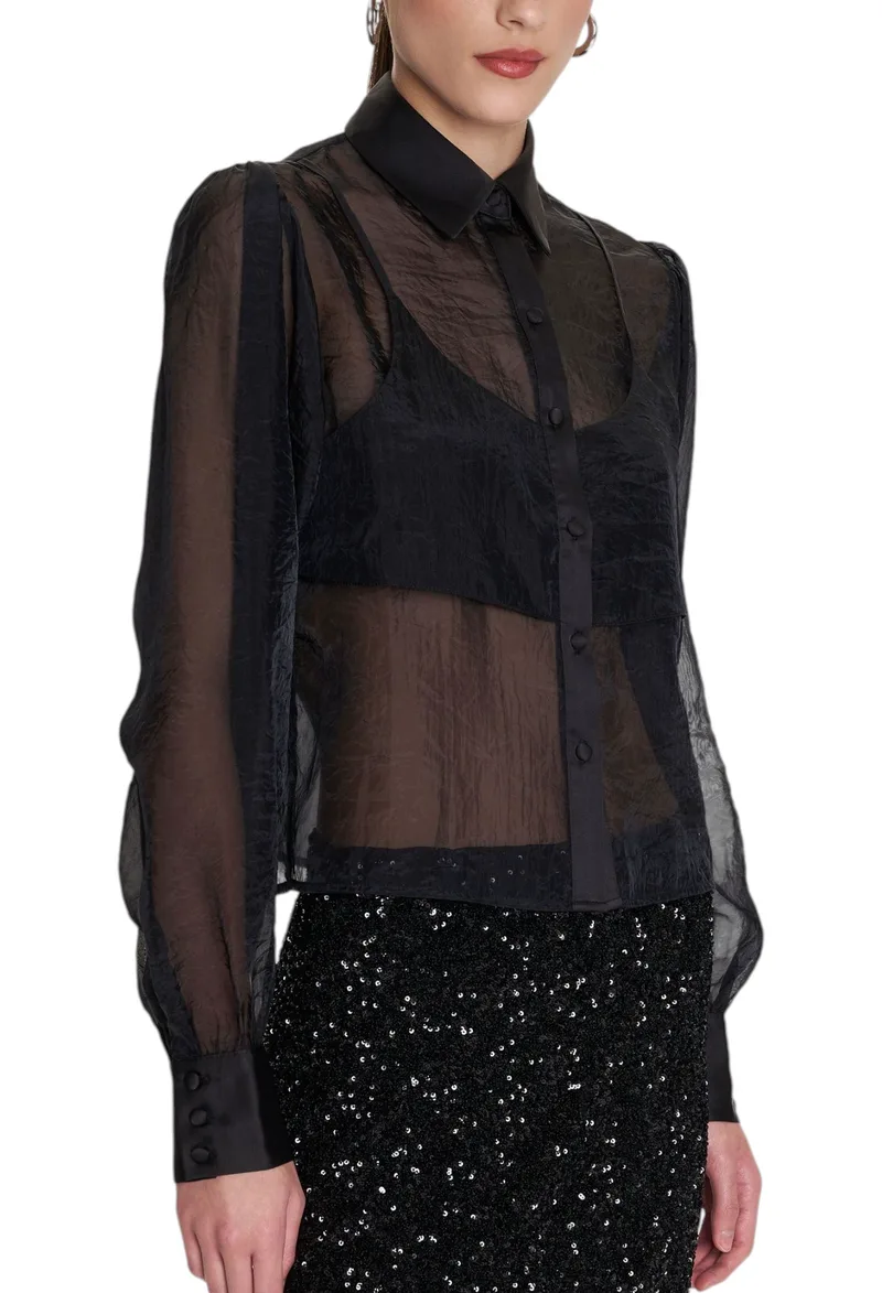 Πουκάμισο Μακρυμάνικο Ale Σετ See-Through 8922765-BLACK Γυναικείο