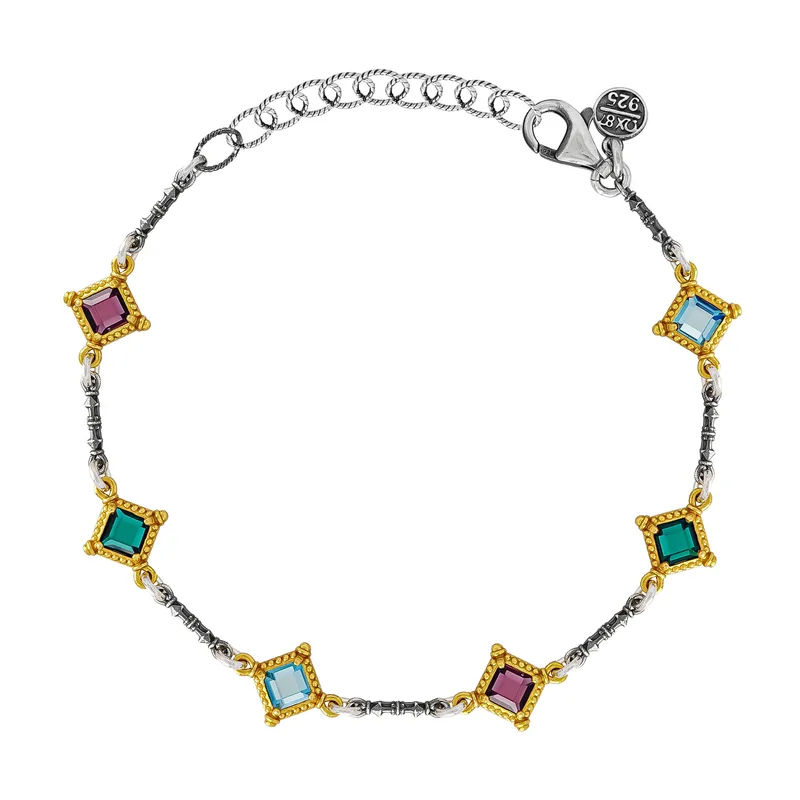 DIMITRIOS Γυναικείο Βραχιόλι με Swarovski από Δίχρωμο Ασήμι B103