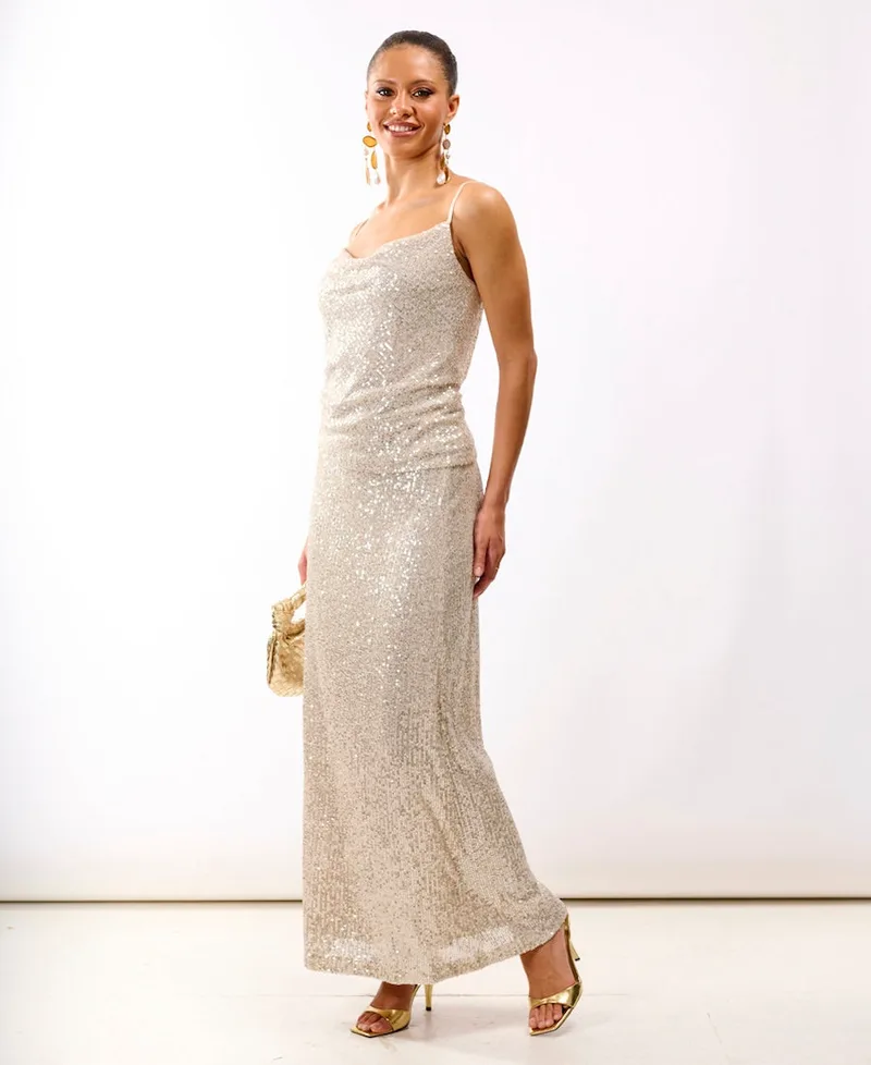 Cream Sequin Midaxi Skirt | Size: 10