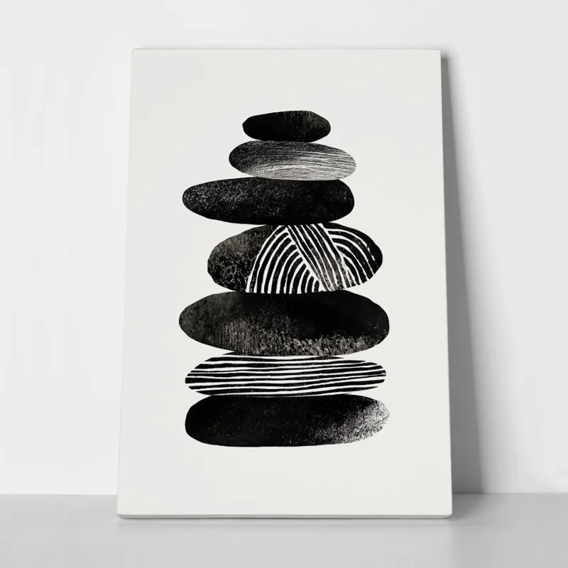 Πίνακας σε Καμβά BOHO BLACK & WHITE SHAPES 3
