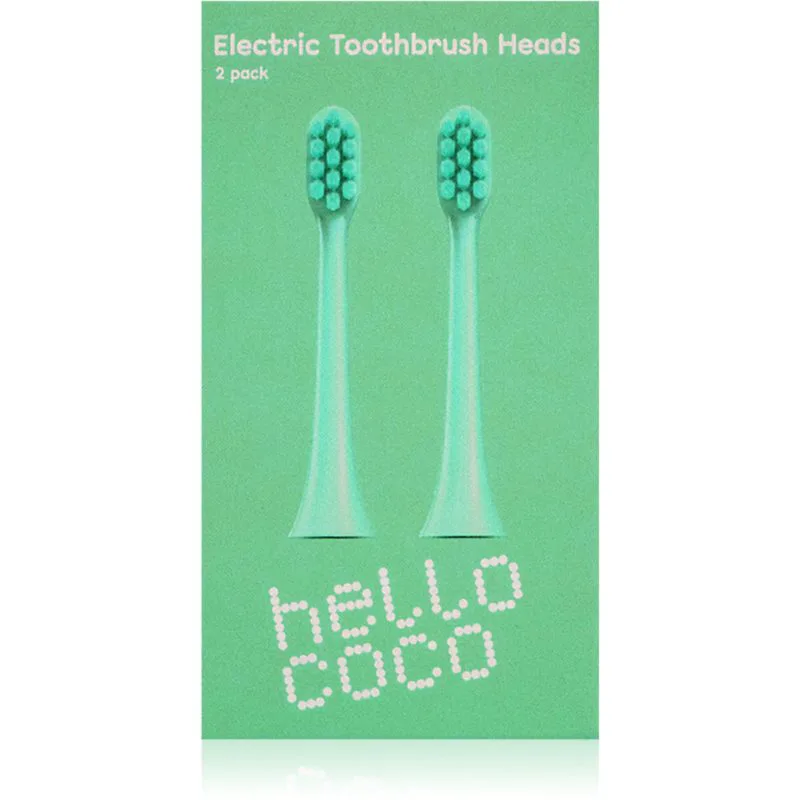 Hello Coco Electric Toothbrush Heads Green ανταλλακτική κεφαλή για οδοντόβουρτσα 2 τμχ