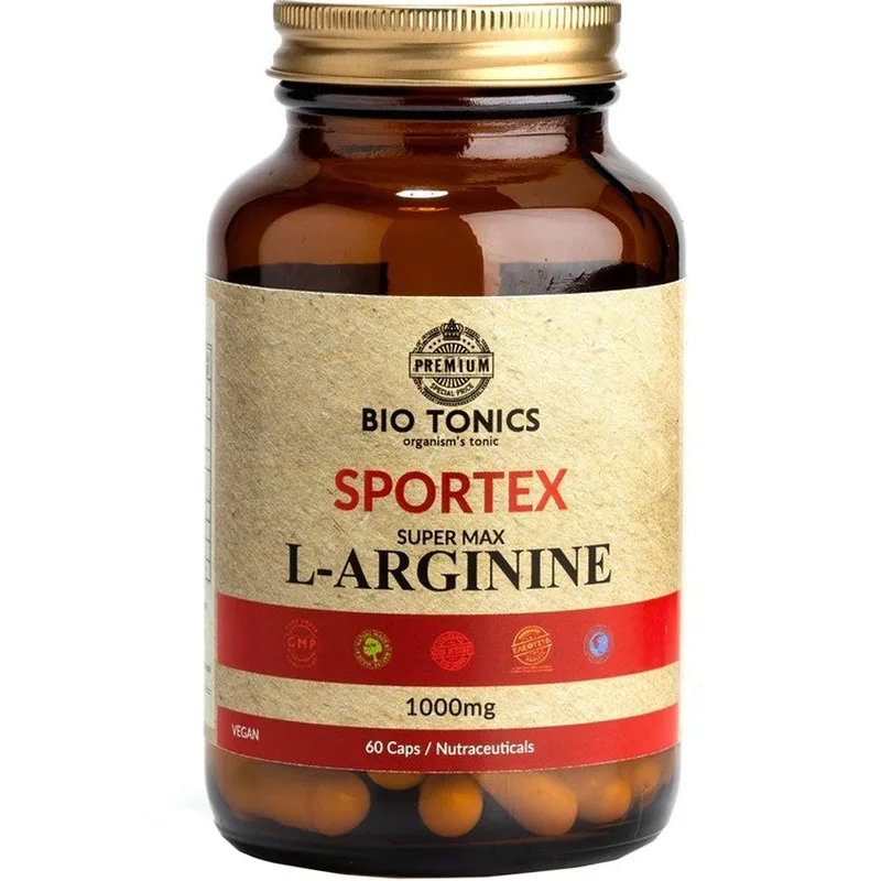 Bio Tonics Sportex Super Max L-Arginine 1000mg Συμπλήρωμα Διατροφής Αμινοξέος L-Αργινίνης για Ενέργεια, Μυϊκή Ανάπτυξη & Αποκατάσταση 60caps