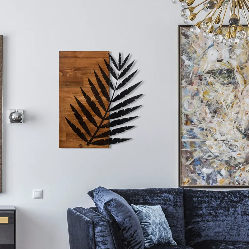 Ξύλινο Διακοσμητικό Τοίχου Leaf3 Metal Decor 279Enz1717 50x58 cm
