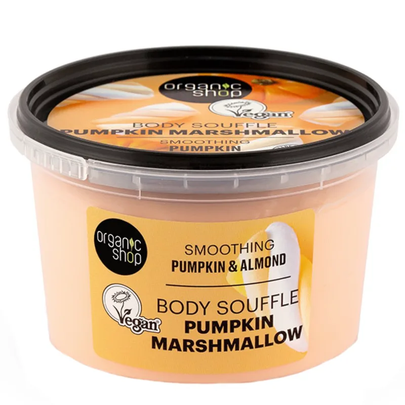 Organic Shop Pumpkin Marshmallow Smoothing Pumpkin & Almond Body Souffle Ενυδατικό Σουφλέ Σώματος με Άρωμα Κολοκύθας & Αμύγδαλο για Απαλή & Λαμπερή Επιδερμίδα 250ml