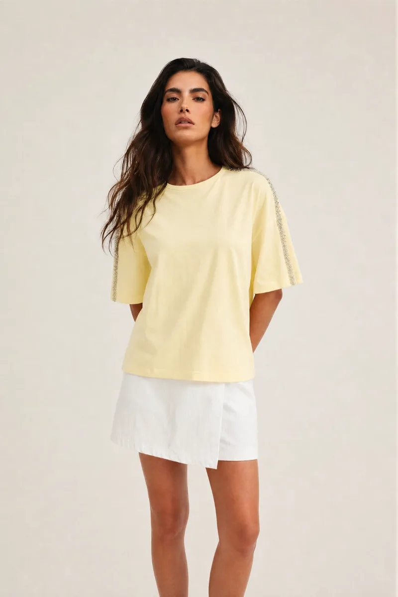 Enzzo T-shirt Pearl - Κίτρινο