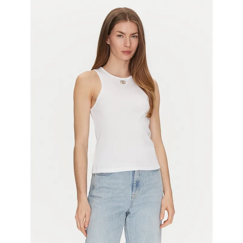 TWINSET Τοπ 251TP2550 Λευκό Slim Fit