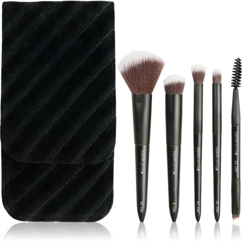 Brushworks Mini Travel Face & Eye Brush Set σετ πινέλων ταξιδιού με τσαντάκι