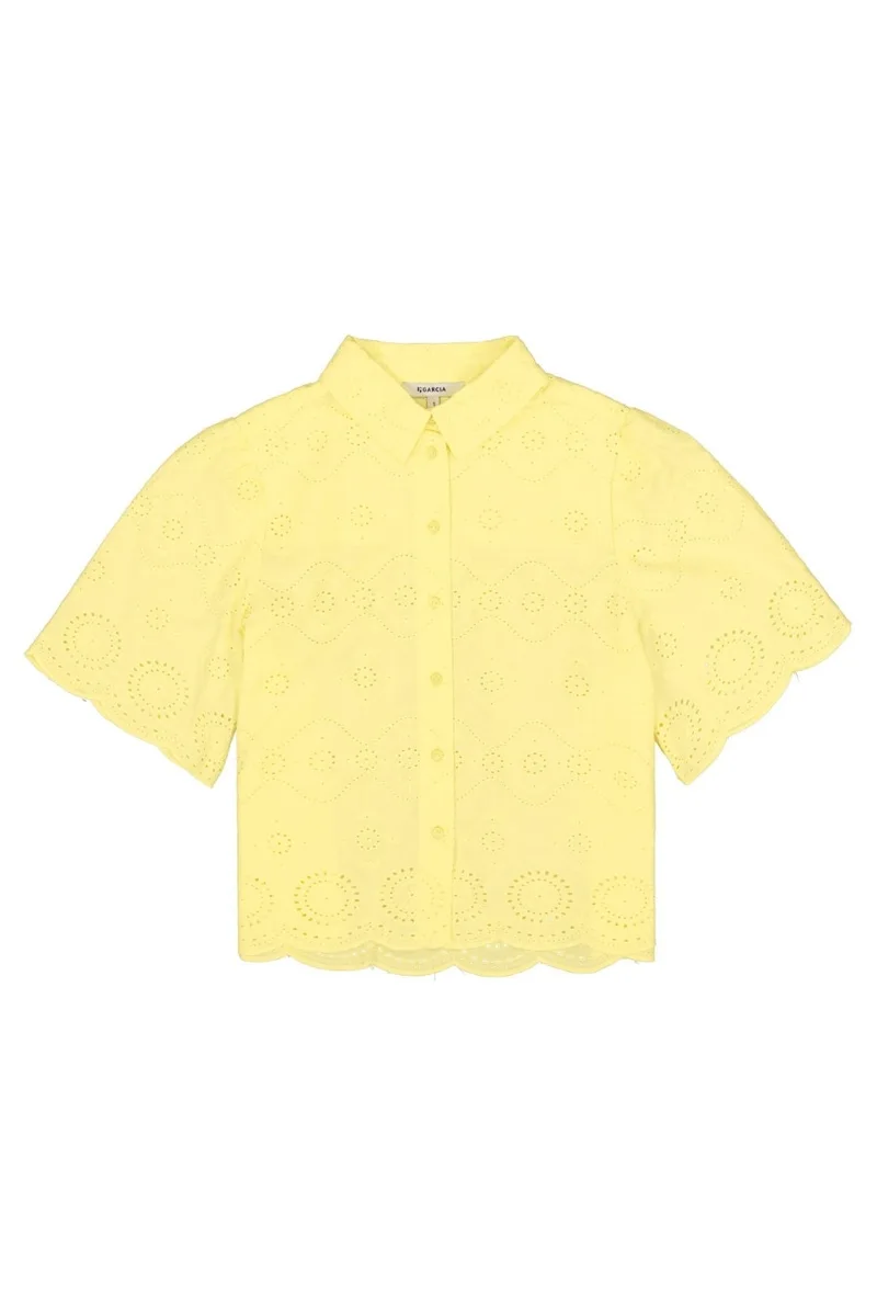 Garcia Γυναικείο Broderie Short Sleeve Shirt - Κίτρινο-Q260034