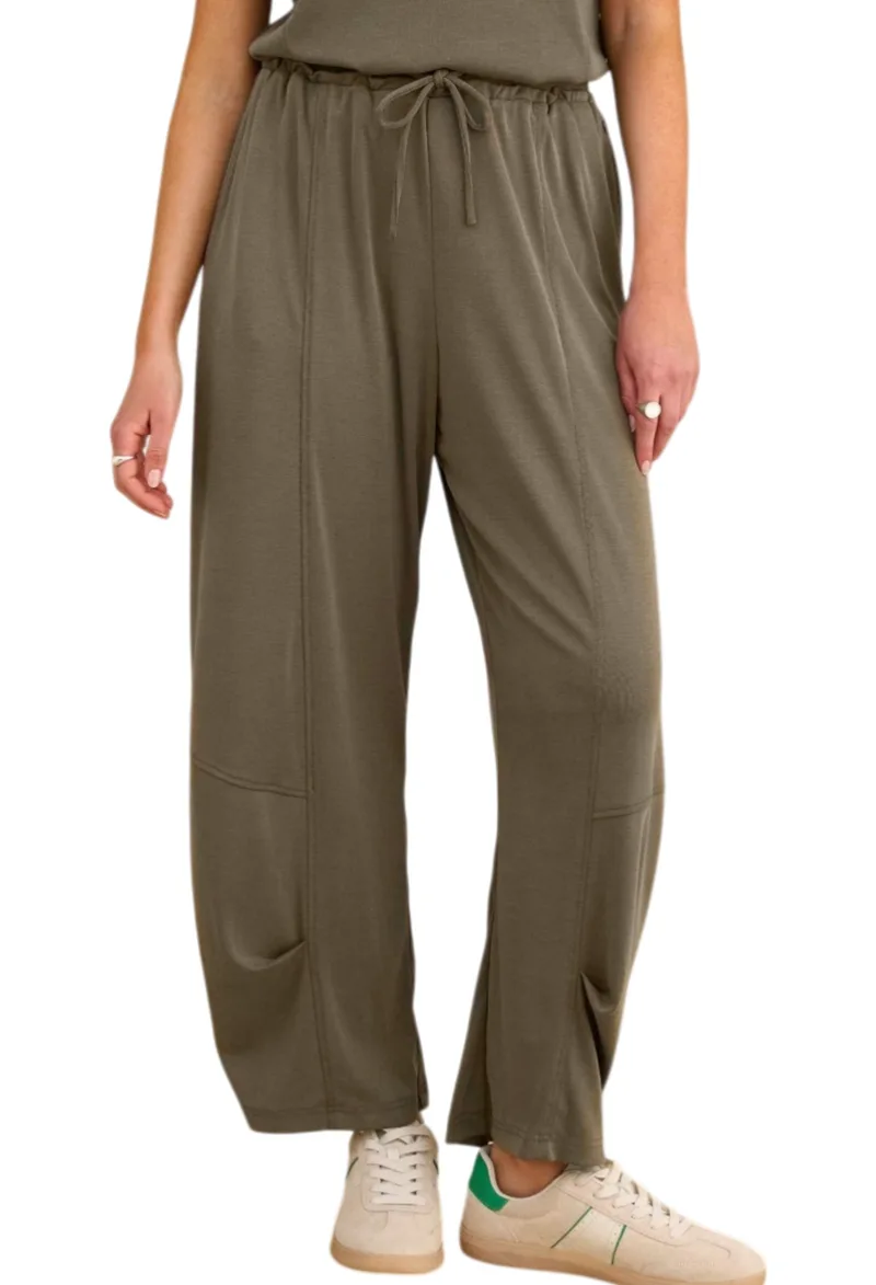 Παντελόνι Υφασμάτινο Attrattivo Με Λάστιχο 9923292-KHAKI Γυναικείο
