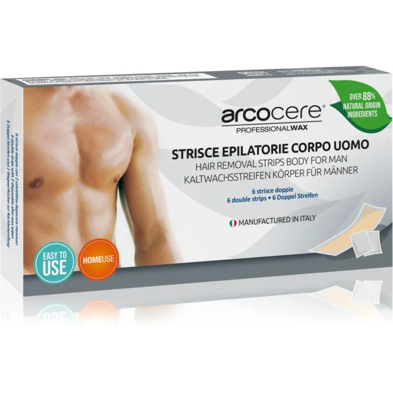Arcocere Professional Wax Λωρίδες αποτρίχωσης με κερί για άντρες 6 τμχ