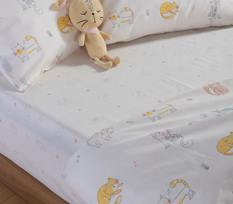 Παιδικά Σεντόνια Μονά (Σετ) Nef-Nef Homeware Cat Life Ecru