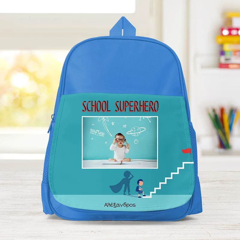 School Superhero - Σχολική Τσάντα Μονόχρωμη - Μπλε