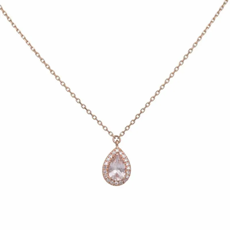 Ροζ gold κολιέ ροζέτα Κ18 Morganite and Diamonds 048533 048533 Χρυσός 18 Καράτια