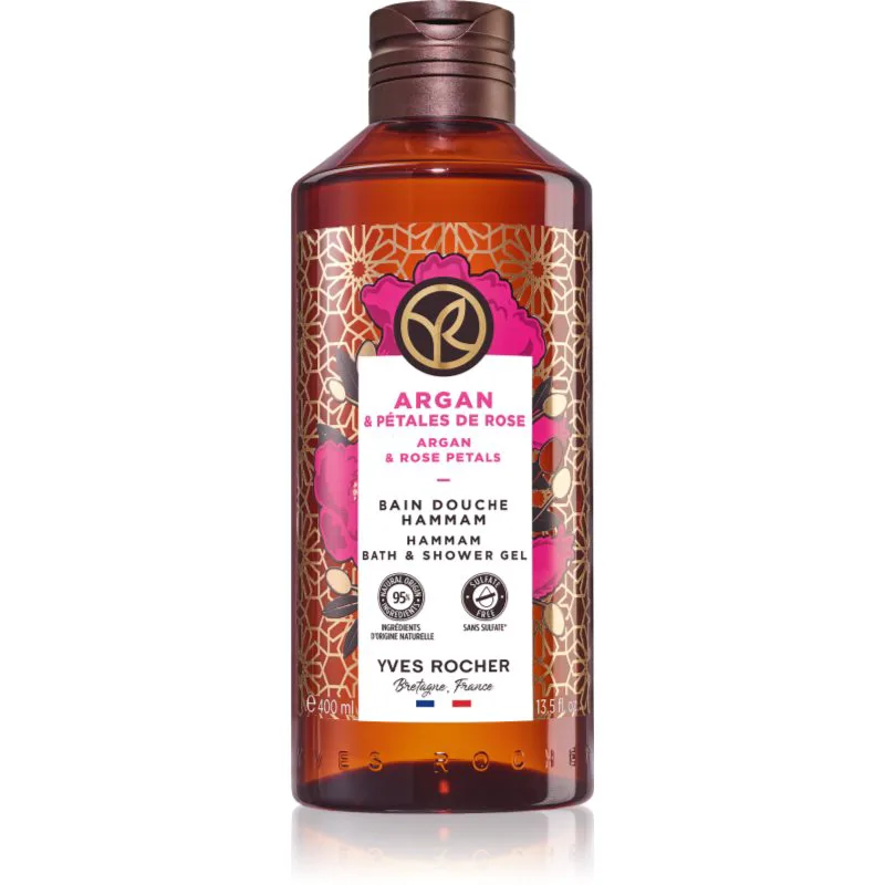 Yves Rocher Bain de Nature τζελ για ντους και μπάνιο Argan & Petal Rose 400 ml