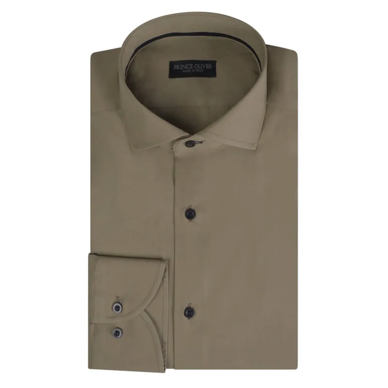 Superior Πουκάμισο Λαδί 100% Fine Cotton (Modern Fit) New Arrival