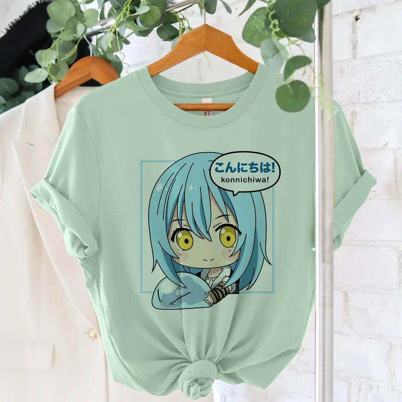 Blue Αnime - Organic Vegan T-Shirt Unisex - Μέντα - L
