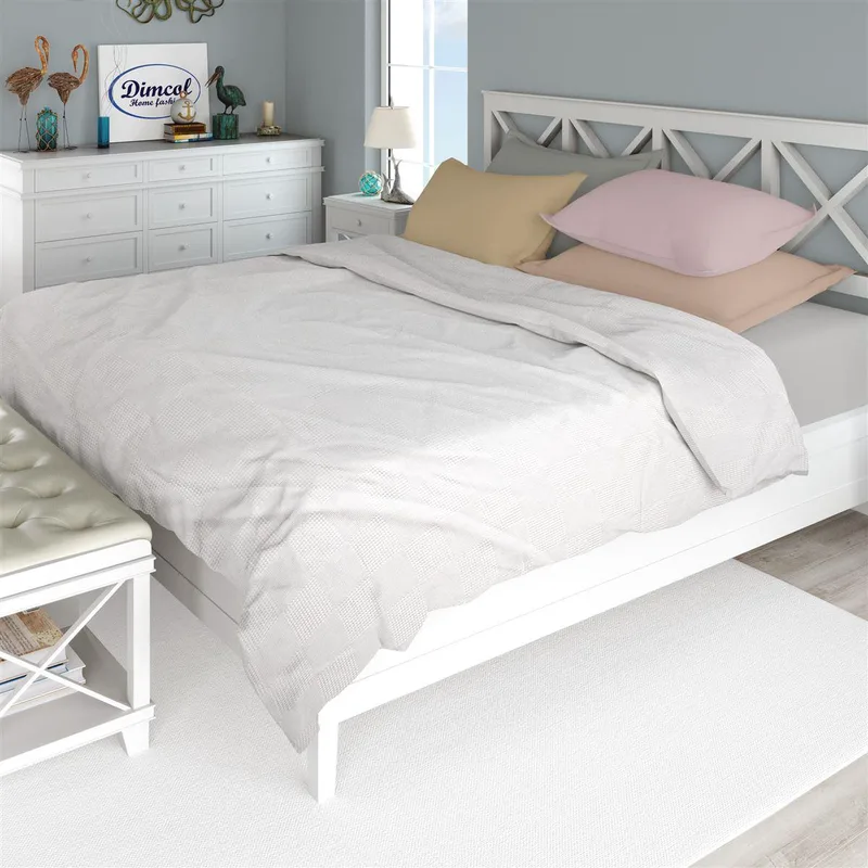 Κουβέρτα Βαμβακερή King 240x250εκ. Πικέ White Dimcol (Ύφασμα: Βαμβάκι 100%, Χρώμα: Λευκό, Μέγεθος: King Size) - DimCol - 33122670005