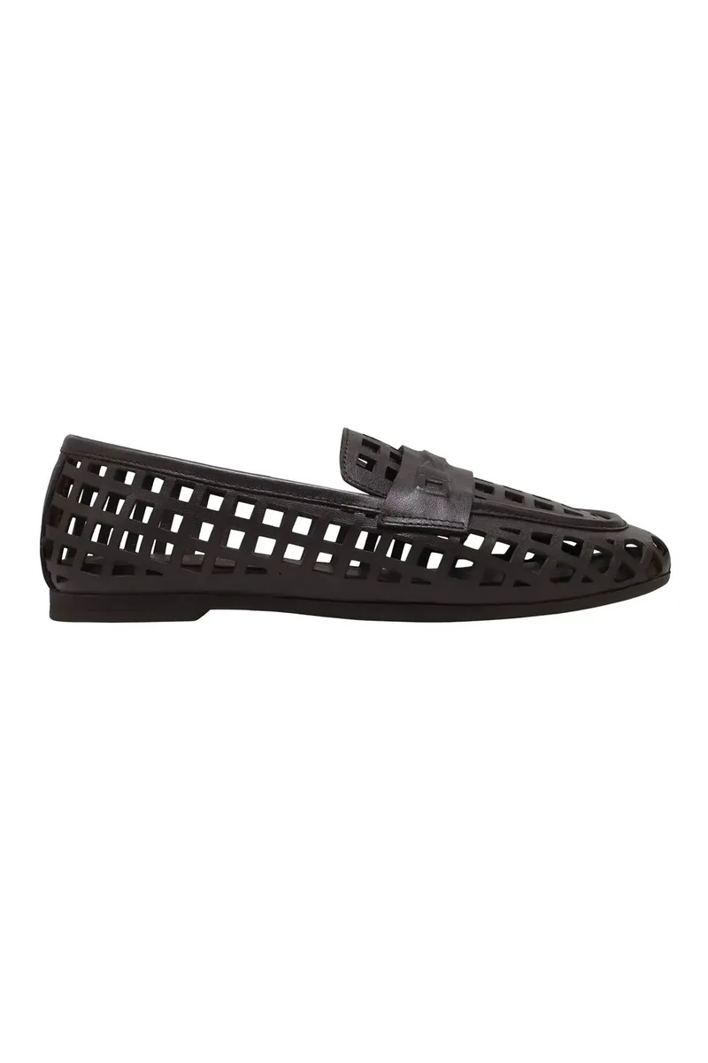 Haralas γυναικεία δερμάτινα loafers με διάτρητο σχέδιο - 366-30 Καφέ Σκούρο