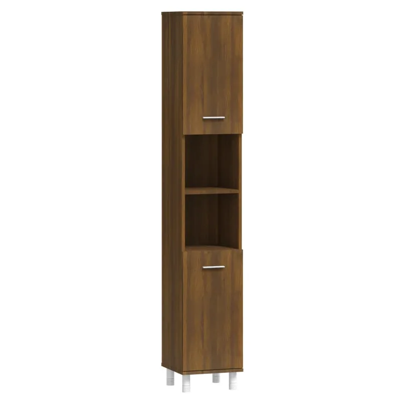 vidaXL Ντουλάπι Μπάνιου Καφέ Δρυς 30x30x179 εκ. Επεξεργασμένο Ξύλο