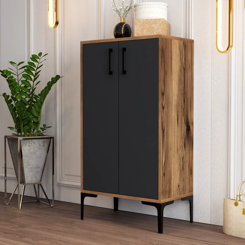 Παπουτσοθήκη Prag - Walnut, Anthracite 845Hct4107 (60x111x35)