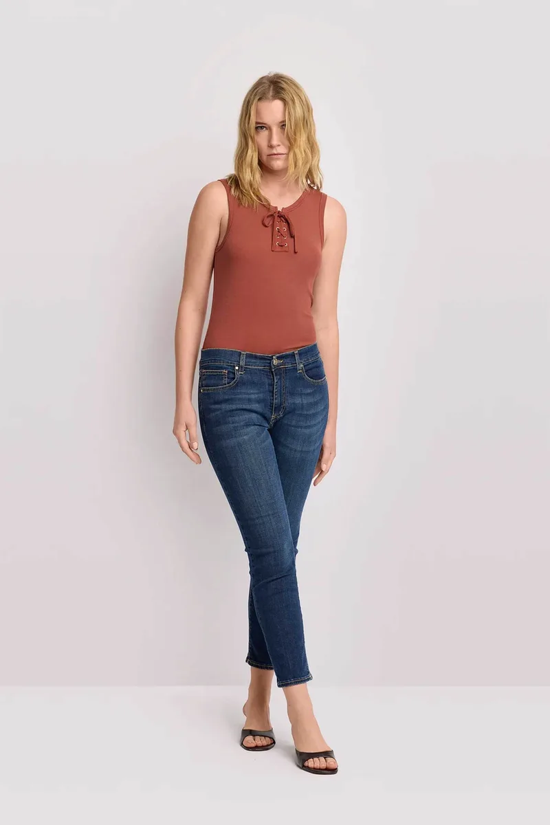 Kocca γυναικείο τζιν παντελόνι πεντάτσεπο cropped Skinny Fit "Germar" - P26PPD8400ABUN0000 Denim Blue Σκούρο