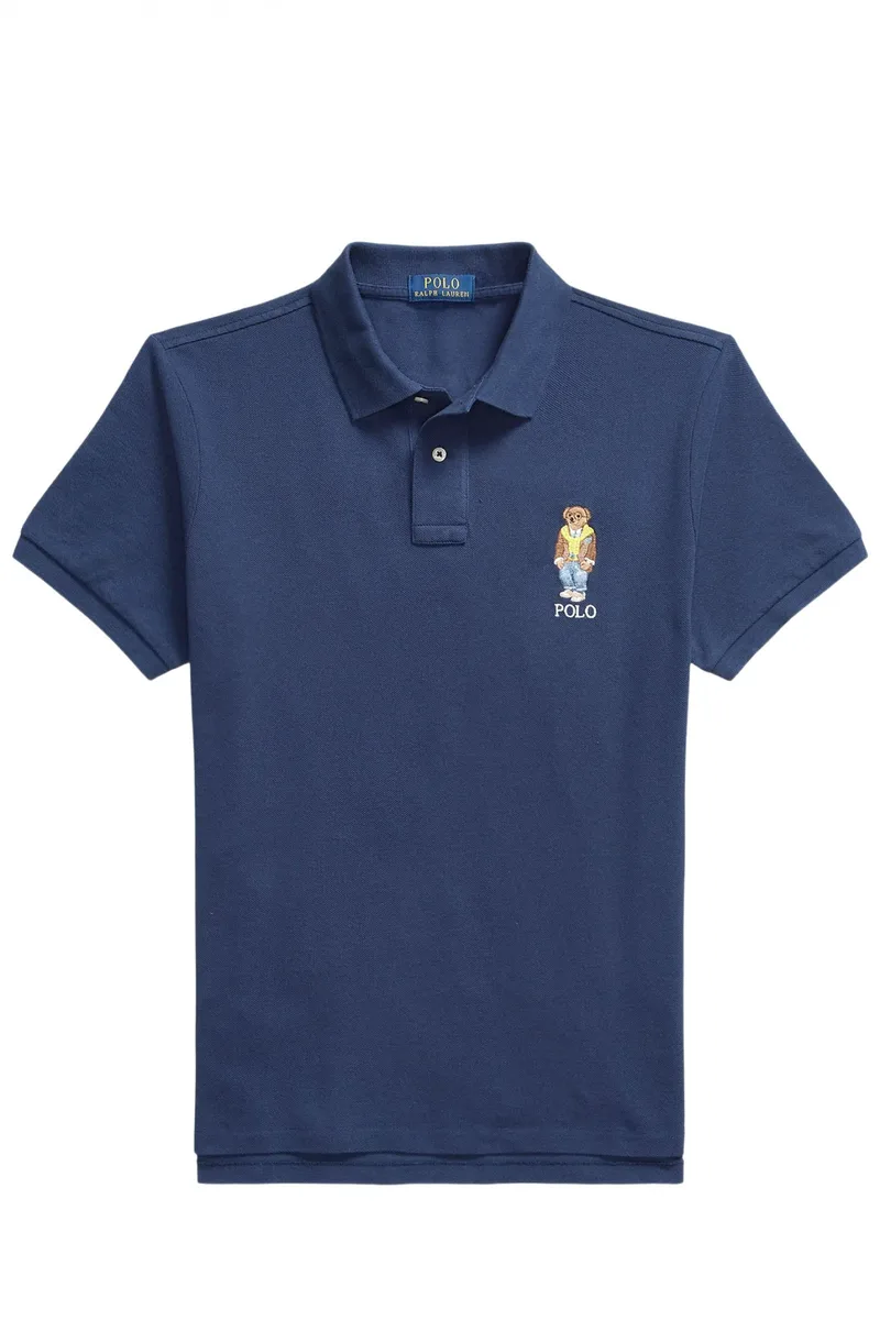 RALPH LAUREN POLO CUSTOM SLIM FIT LOGO BEAR ΜΠΛΕ