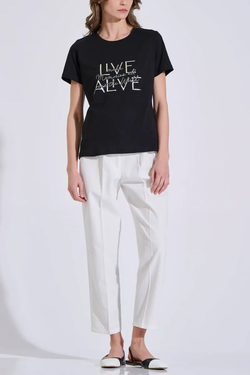 Bill Cost γυναικείο T-shirt με lettering από στρας - 10-120711-0 Μαύρο