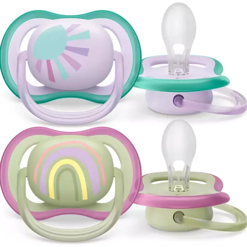 Philips Avent Ultra Air Silicone Soother 0-6m Λιλά - Χακί Ορθοδοντική Πιπίλα Σιλικόνης με Μεγάλες Οπές για να Αναπνέει το Δέρμα του Μωρού 2 Τεμάχια, Κωδ SCF085/59