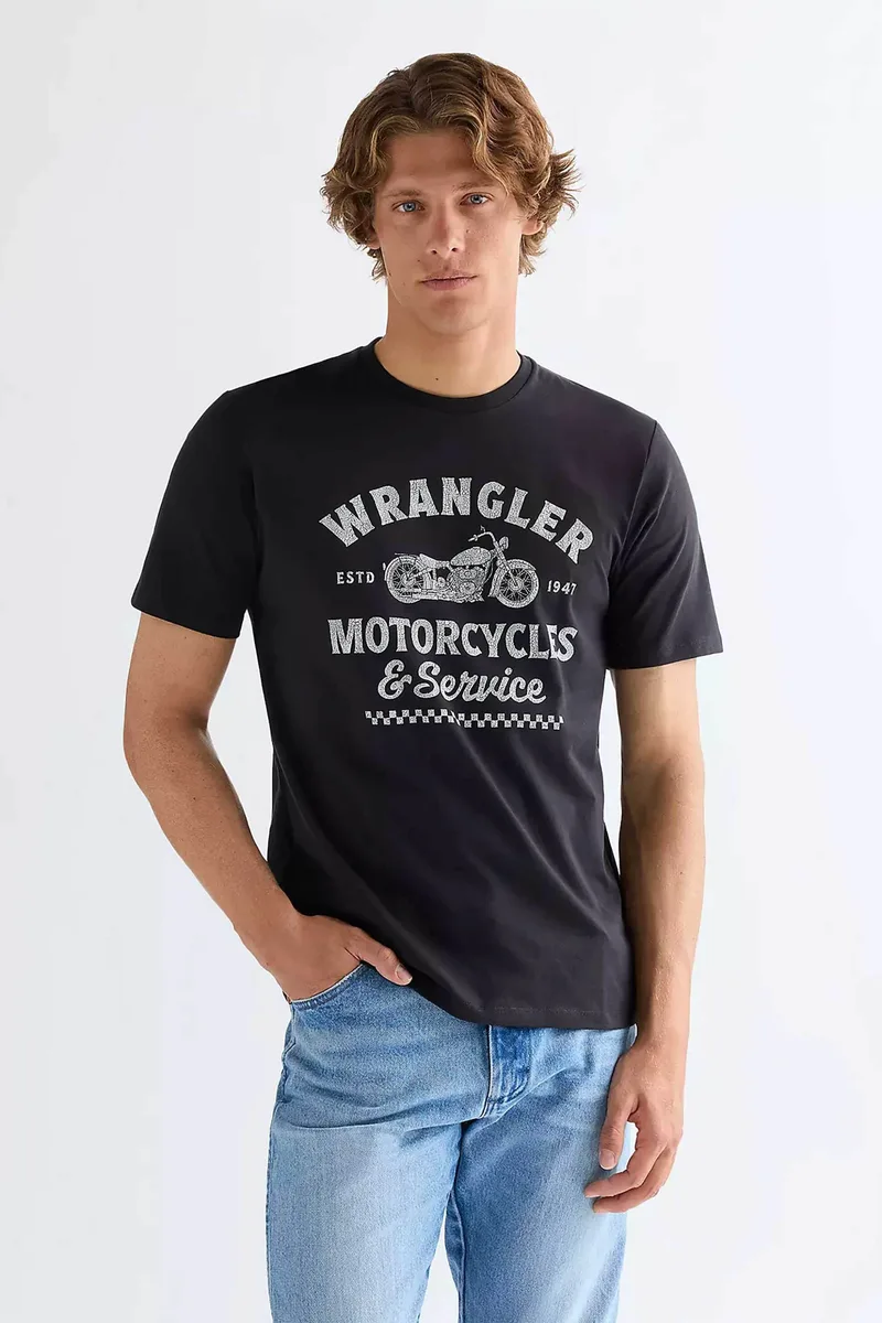 Wrangler® ανδρικό T-shirt με print Regular Fit "Americana" - 112377950 Μαύρο