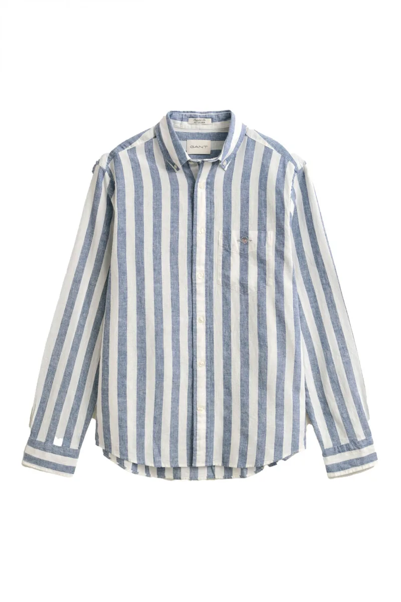 GANT ΠΟΥΚΑΜΙΣΟ ΡΙΓΕ REG COTTON LINER STRIPE SHIRT ΜΠΛΕ-ΛΕΥΚΟ