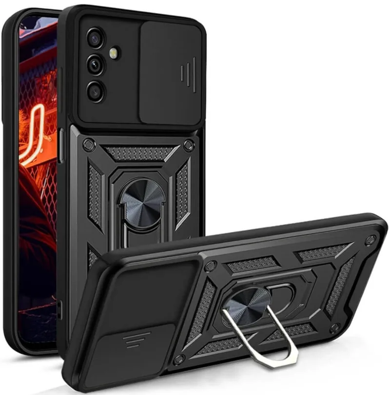 Tech-Protect Camshield Pro - Ανθεκτική Θήκη Samsung Galaxy A05s με Κάλυμμα για την Κάμερα & Μεταλλικό Ring Holder - Black (5906203691050)