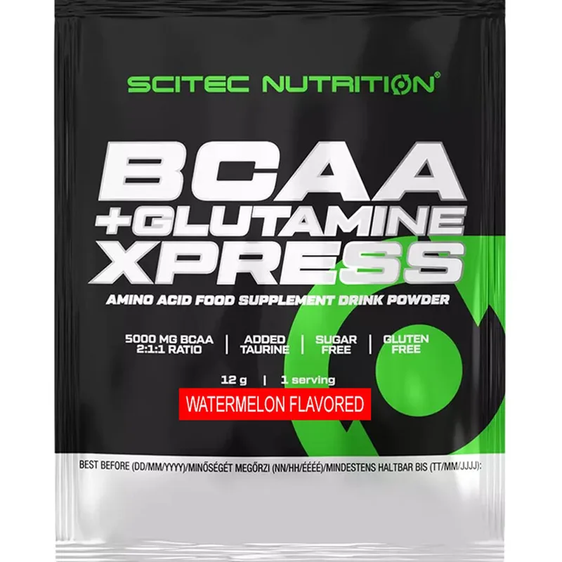 Scitec Nutrition BCAA + Glutamine Xpress Amino Acid Drink Powder Συμπλήρωμα Διατροφής σε Σκόνη με Αμινοξέα Διακλαδισμένης Αλυσίδας & Γλουταμίνη 12g - Watermelon