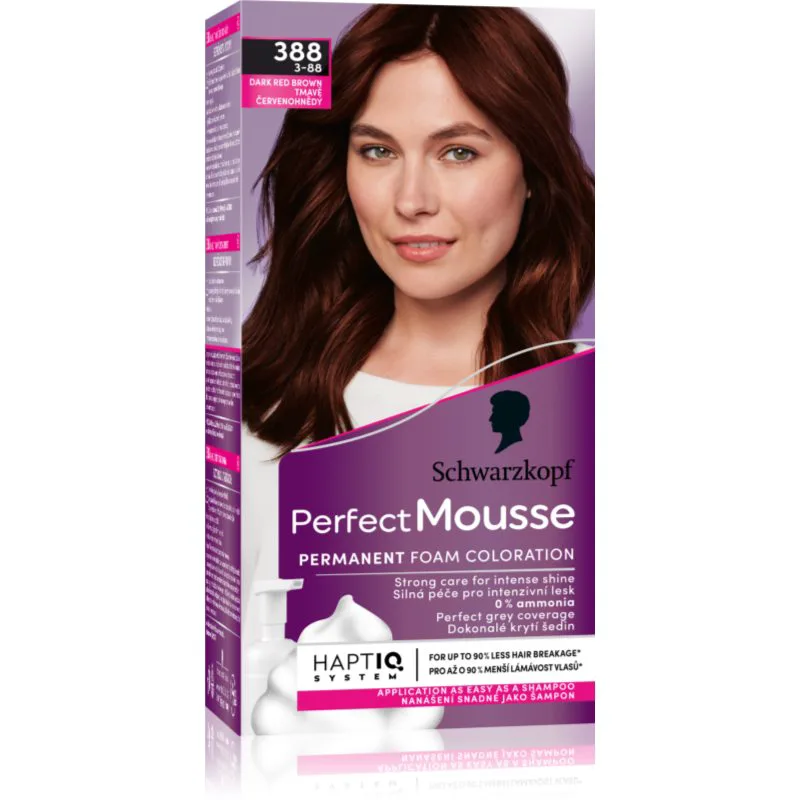 Schwarzkopf Perfect Mousse μόνιμη βαφή μαλλιών απόχρωση 388 Dark red brown 1 τμχ