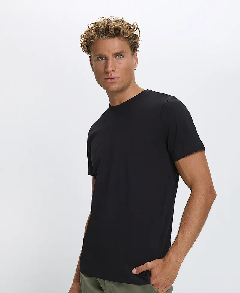 Ανδρικό T-Shirt Regular Fit Βαμβακερό Με Στρογγυλή Λαιμόκοψη