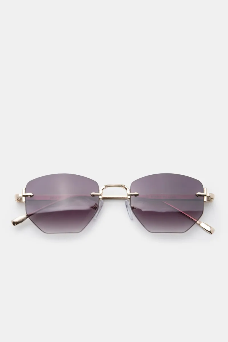 Γυαλία Ηλιού Rimless Diamond Cut Geometric - Χρυσό