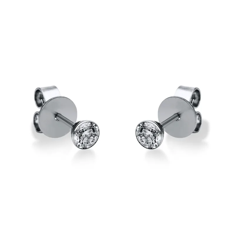 Diamond Group Σκουλαρίκια Μονόπετρα με Διαμάντια Brilliant από Λευκό Χρυσό 18 Καρατίων SK2172